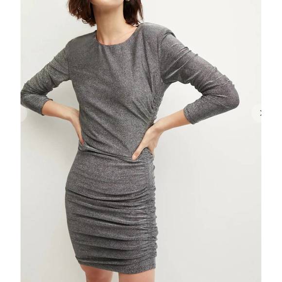 NEW VERONICA BEARD cyrus metallic dress in grey - Picture 2 of 5